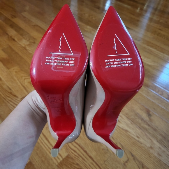 Christian Louboutin Nude Patent Heels with Red Soles - Picture 3 of 12
